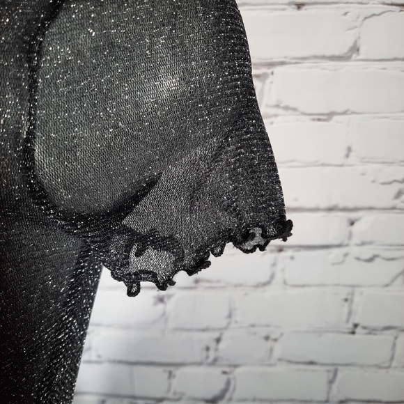 Shein sheer crop top with silver sparkles size S - Picture 5 of 11